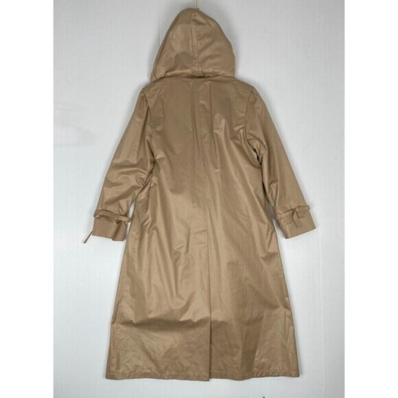 Retro London Fog Tan Belted Trench Coat Size 12 Reg Removable Hood - Picture 8 of 16